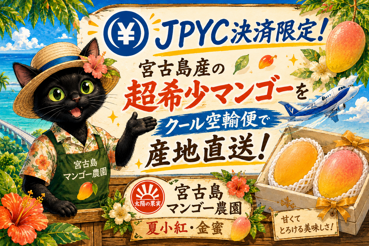 JPYC決済限定！宮古島産の超希少マンゴーをクール空輸便で産地直送！